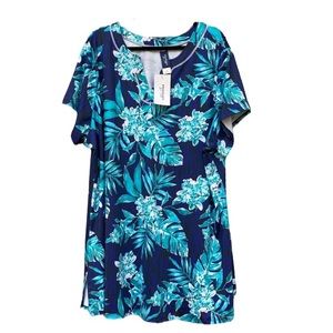 Special for E&G--SWIMSUITS FOR ALL Blue V Neck Swim Dress 2XL